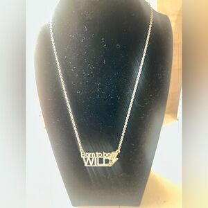 Silver 'Tone Born to be Wild' Pendant on Chain Necklace